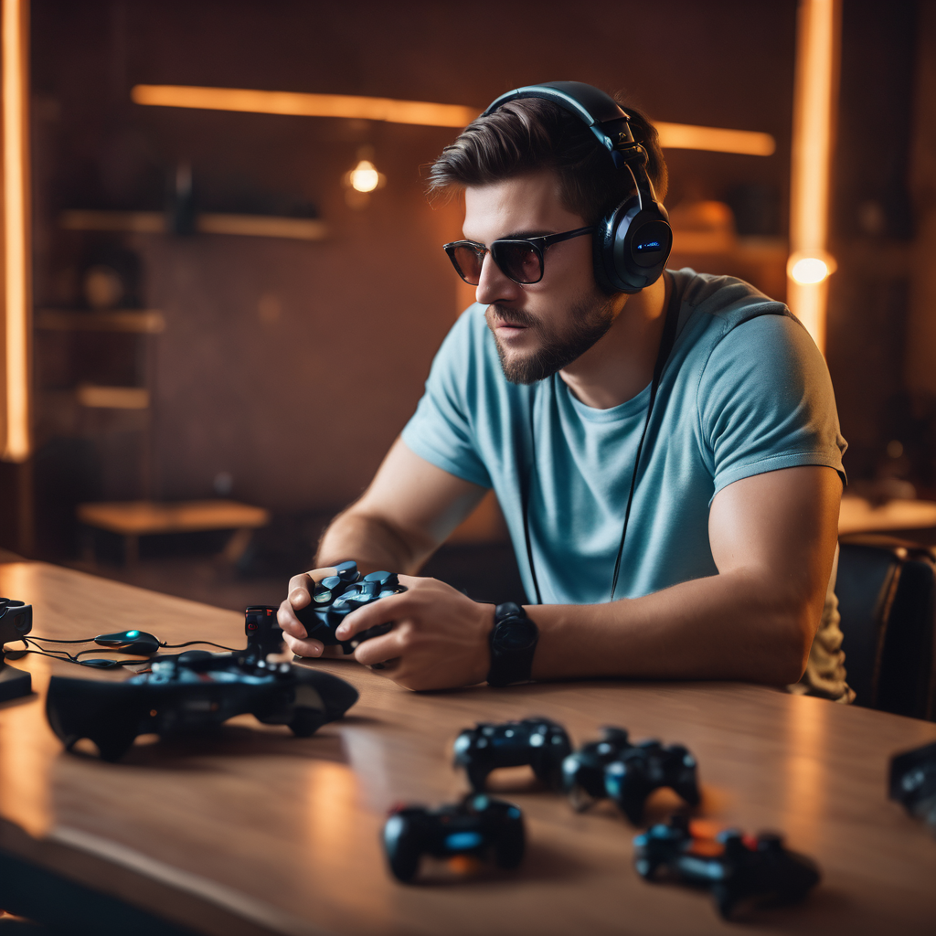 Man playing video games